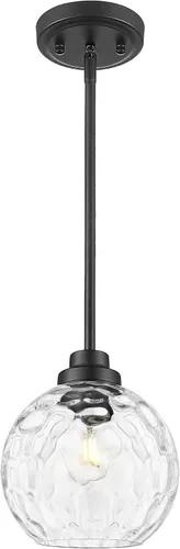 Miniatura 24 de Lámpara Colgante Moderna de Oro Pulido, Lámpara Colgante de Globo de 18 cm de Siglo Medio con Vidrio Transparente para Isla de Cocina, Comedor
