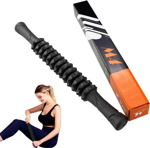 Barra de rodillo muscular, barra de rodillo de masaje de yoga, herramienta de belleza para atletas, alivio del dolor de piernas (negro)