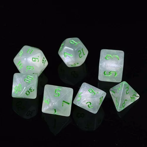 Miniatura 7 de Juego de 7 dados poliédricos DND de resina, juego de mesa de escritorio, juego de mesa para juegos de rol, mazmorras y dragones, país de las Verde
