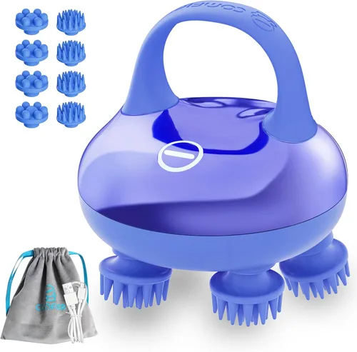 Miniatura 12 de COMFIER Masajeador de cuero cabelludo inalámbrico con 3 modos de amasado, regalos, masaje de cabeza impermeable con 8 garras para limpieza profunda