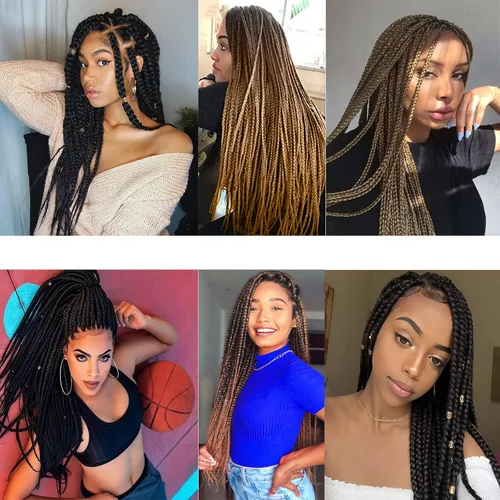 Miniatura 6 de Cabello trenzado preestirado de 26 pulgadas 8 paquetes de trenzas de ganchillo preestiradas extensiones de cabello sintético profesional sin picazón