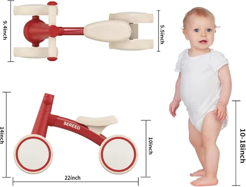 Miniatura 3 de SEREED - Bicicleta de equilibrio para bebés de 1 año, niños y niñas de 12 a 24 meses, primera bicicleta para niños de 4 ruedas, regalos de primer