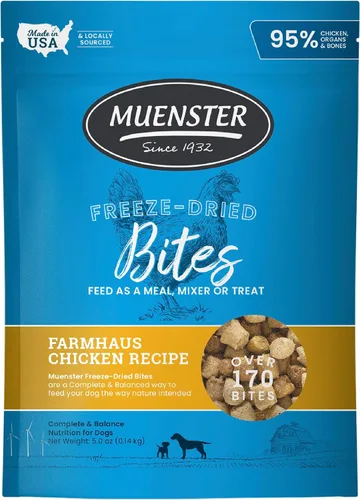 Miniatura 11 de Muenster Bocados de carne liofilizados – Comida para perros, golosinas, batidora o adorno (5 onzas) – Sin granos