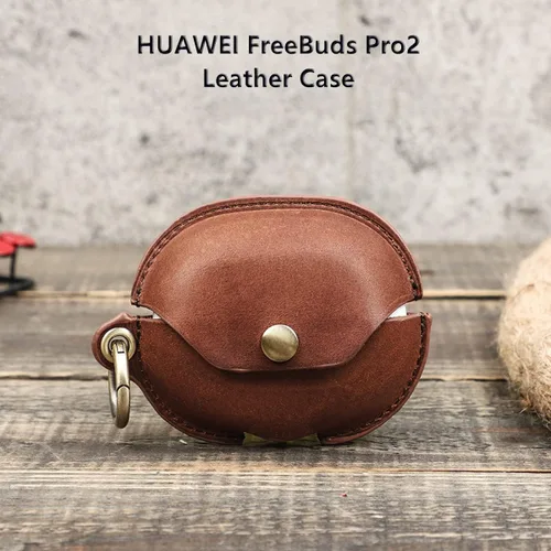 Miniatura 2 de Funda para Huawei FreeBuds Pro2, cuero genuino suave, compatible con Huawei FreeBuds Pro2 funda de carga inalámbrica, marrón