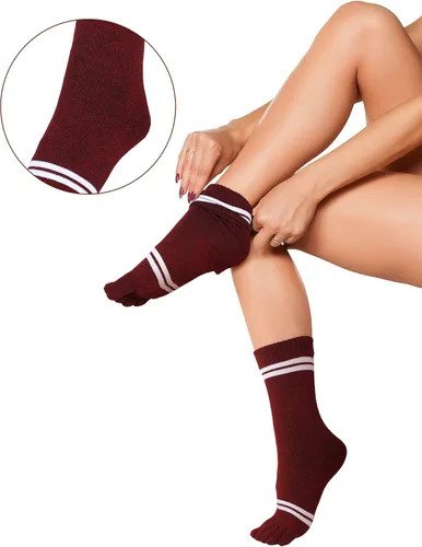 Miniatura 6 de Bencailor 4 pares de calcetines de cinco dedos de algodón para mujer, calcetines atléticos para correr, largo dividido, calcetines tobilleros