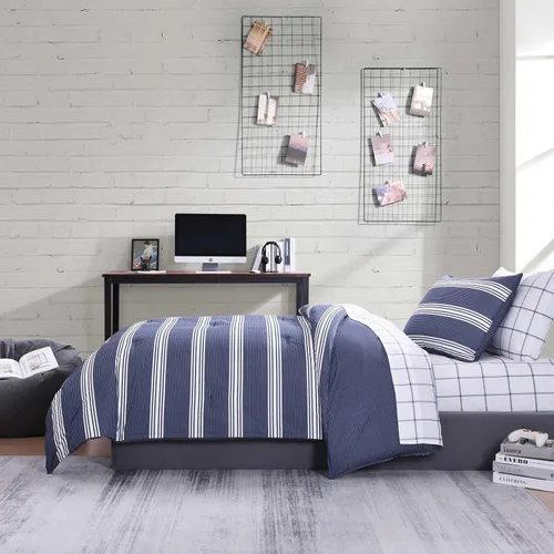 Miniatura 6 de Nautica - Juego de edredón tamaño Queen, ropa de cama reversible de algodón con fundas a juego y bolsa de lavandería reutilizable, peso medio