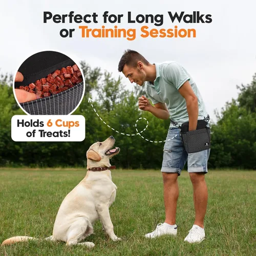 Miniatura 8 de Bolsa de entrenamiento para perros, riñonera magnética para perros para caminar, bolsa cruzada para pasear al perro con dispensador de bolsa