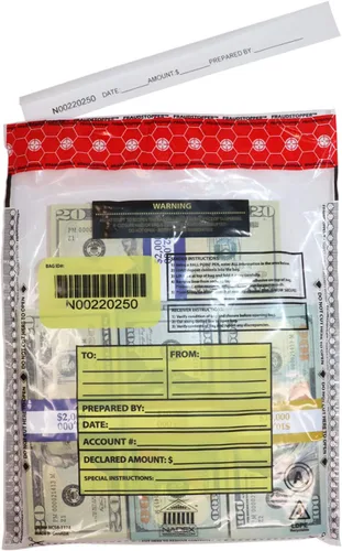 Nadex Bolsas de depósito bancario a prueba de manipulaciones de 9 x 12 pulgadas con FRAUDSTOPPER - 4 indicadores de seguridad de manipulación,