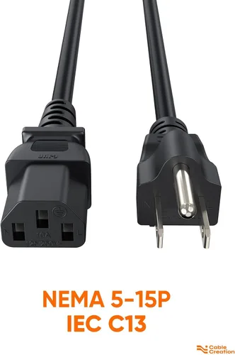 Miniatura 2 de CableCreation [Paquete de 5] Cable de alimentación universal de 1 pie 18 AWG para cable NEMA 5-15P a IEC320C13, 1.0 ft / negro
