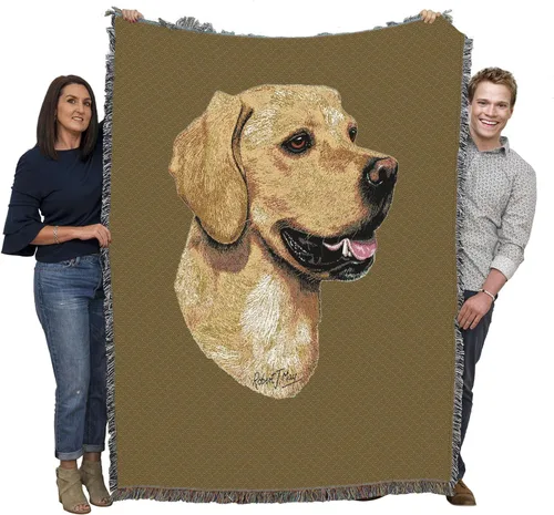 Miniatura 13 de Pure Country Weavers Golden Retriever - Manta tejida personalizada azul BG por Robert May - Manta de tapiz de algodón, fabricada en los Estados