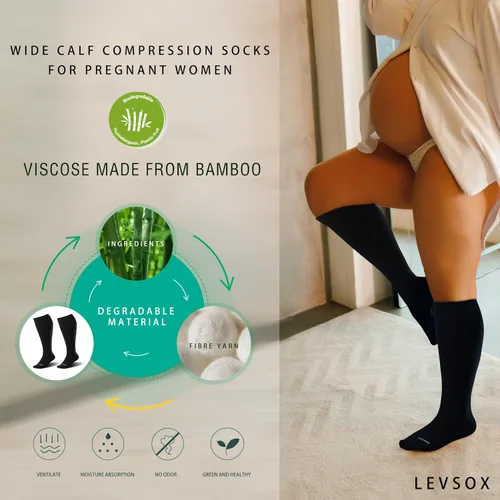 Miniatura 3 de LEVSOX Calcetines de compresión de pantorrilla ancha para mujeres y hombres, talla grande, 15-20 mmHg, hasta la rodilla, medias de gran soporte