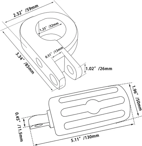 Miniatura 6 de FOVPLUE Estriberas de carretera de 1.25 pulgadas, reposapiés ajustable con abrazaderas P de montaje para Harley Touring Softail Dyna Sportster Honda