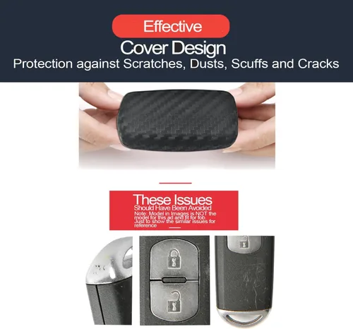 Miniatura 3 de 2 fundas compatibles con Hyundai Ioniq, Elantra, Sonata, Tucson, Elantra GT, llavero protector de fibra de carbono, aspecto de fibra de carbono