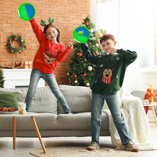 Miniatura 6 de Juego de Pelota de Lanzar y Atrapar y Pelota de Paleta, Juegos al Aire Libre para Juguetes de Niños, Juegos Familiares de Navidad, Juego de Playa