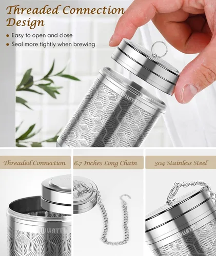Miniatura 3 de Infusor de Té Grande para Té Suelto (1 Paquete), Colador de Bola de Té de Acero Inoxidable 304, Infusor de Té de Malla Extra Fina para Preparar Todo