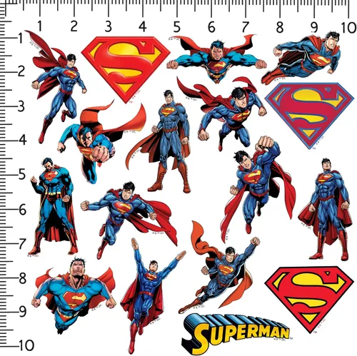 Miniatura 2 de Superman Character Poses - Paquete variado de 100 calcomanías de vinilo troqueladas, calcomanías de acción de superhéroes DC para laptop, botella