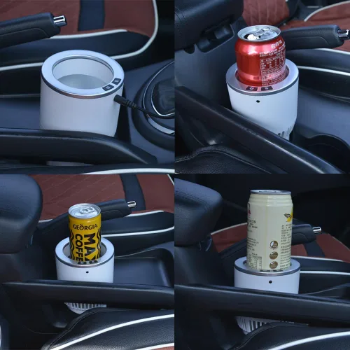 Miniatura 4 de Portavasos calentador de café enfriador de bebidas 2 en 1 camión en lata de regalo (blanco con plata 12V)