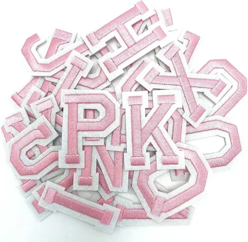 Miniatura 26 de Jongdari Parches para planchar con letras y números para ropa, parches de alfabeto bordado de 2" para chaqueta Letterman A-Z y apliques 0-9 para Rojo