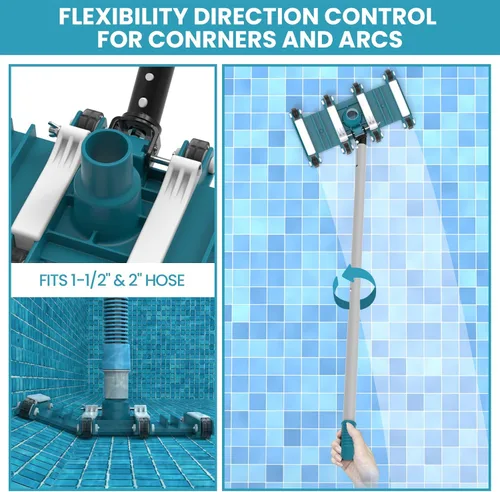 Miniatura 4 de Kit de limpieza de piscina de lujo que incluye red de piscina y cabezal de vacío, cepillo de piscina con poste de 13 pies para piscinas sobre