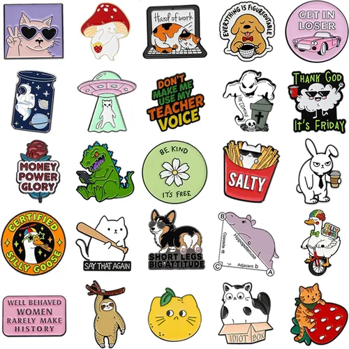 Miniatura 4 de Juego de 204050 pines de mochila esmaltados, divertidos pines esmaltados a granel, broches estéticos, alfileres de solapa, anime para mochilas