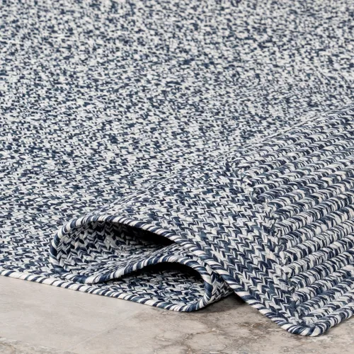 Miniatura 4 de nuLOOM Wynn Tapete trenzado para interiores y exteriores, 10 x 14 pies, color azul claro Azul marino