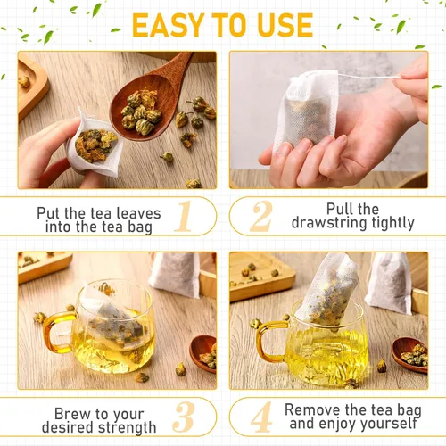 Miniatura 2 de 1000 bolsas de té desechables a granel para té de hojas sueltas, cordón, bolsas de café vacías, filtro infusor para café, especias, hierbas