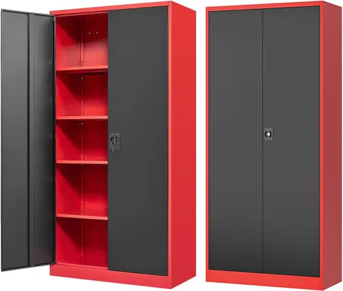 Miniatura 15 de Fesbos Armario de almacenamiento de metal, archivadores de acero de 36 pulgadas de alto con puertas con cerradura y estantes ajustables, gabinete