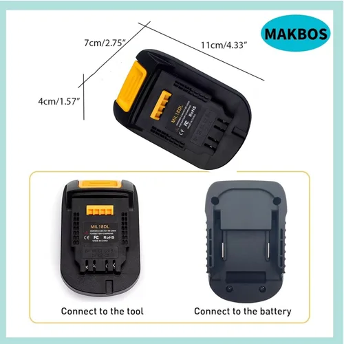Miniatura 7 de Adaptador de batería MIL18DL para Milwaukee 18V a Dewalt 20V Adaptador de batería para M18 para Milwaukee Power Tool Convertidores Adaptador