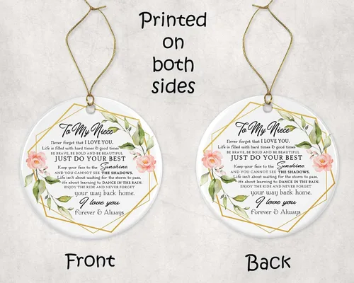 Miniatura 3 de HTDesigns Adorno de Navidad para sobrina – Regalo de sobrina de la tía – "Never Forget That I Love You" impreso en ambos lados