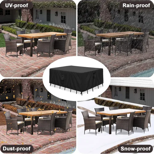 Miniatura 6 de PureFit Fundas para muebles de patio, funda impermeable para muebles de mesa de exterior rectangular, cubierta de sofá seccional de patio