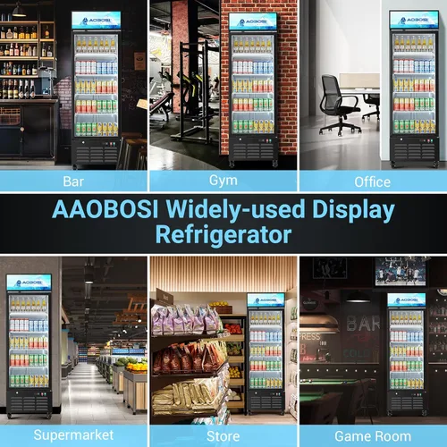 Miniatura 7 de AAOBOSI Refrigerador comercial comercial, refrigerador de pantalla de puerta de vidrio de 17.1 pies cúbicos, refrigerador vertical de bebidas