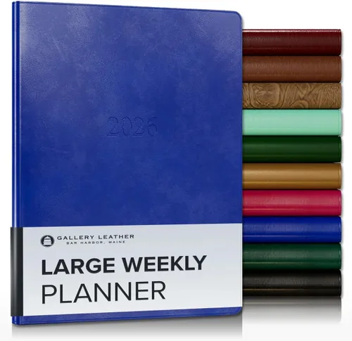 Miniatura 88 de Gallery Leather Agenda semanal y mensual grande 2025-2026, agenda y cuaderno con elegantes bordes de página dorados dorados, 12 meses, cactus Cactus