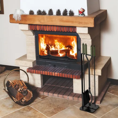 Miniatura 7 de Stanbroil Juego de 3 herramientas para hogueras, póquer de fuego de 28 pulgadas y pinzas para troncos de fuego, juego de herramientas de chimenea