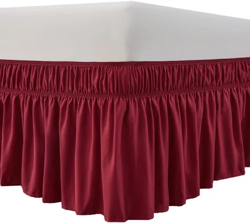 Miniatura 7 de MEILA - Faldón de cama envolvente con tres lados de tela y elástico, con volantes de 14 pulgadas, caída a medida, fácil de instalar, resistente a