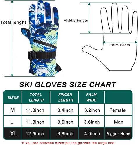 Miniatura 5 de Guantes de esquí para nieve, guantes de nieve para hombre, guantes de nieve impermeables para mujer, guantes de snowboard para exteriores