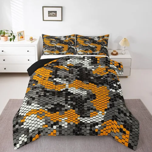 Miniatura 14 de Juego de edredón de camuflaje para niños, tamaño individual, para niños y niñas, juego de ropa de cama ligero con estampado de camuflaje militar