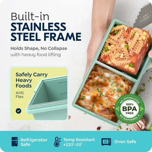 Miniatura 5 de Bandejas de silicona para congelador de 2 tazas con tapas, moldes de silicona para congelador de sopas, preparar comidas en porciones, ideal