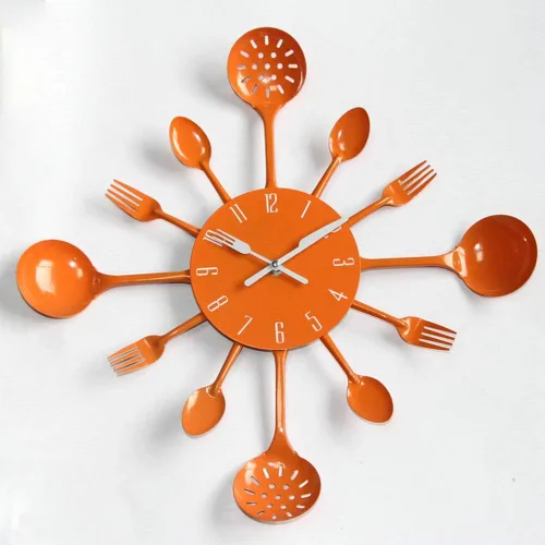 Miniatura 3 de Timelike Reloj de pared, de metal de 16 pulgadas, utensilios de cocina, cuchara, tenedor, reloj de pared, creativo y moderno, decoración del hogar
