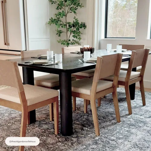 Miniatura 8 de Nathan James Linus - Silla de comedor tapizada moderna con patas de goma maciza en un acabado marrón cepillado con alambre, marrón claro Marrón