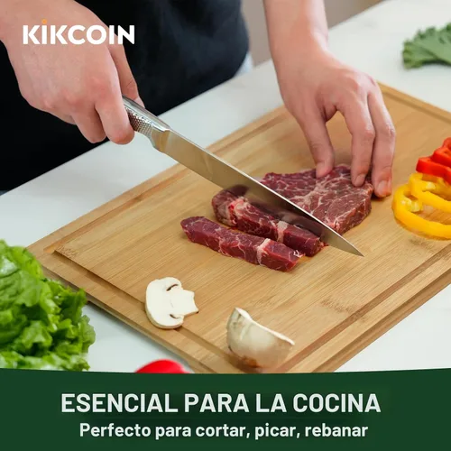 Miniatura 2 de Tabla de cortar de bambú de 24 pulgadas para cocina, tabla de cortar de madera extra grande con ranura profunda para jugo y mango, tabla de cortar
