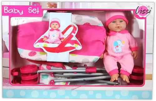 Miniatura 5 de Lissi Muñeca de bebé de 12 pulgadas con asiento de coche y cochecito plegable