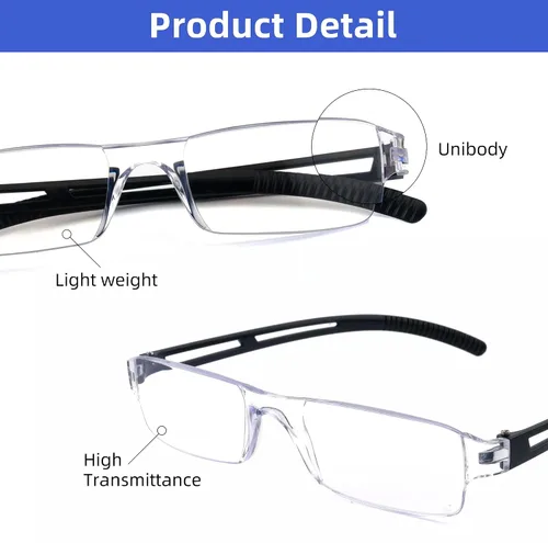 Miniatura 5 de Pack 4 Rimless Reading Glasses,Blue Light Clear Frames Reader Lightweight for Men and Women