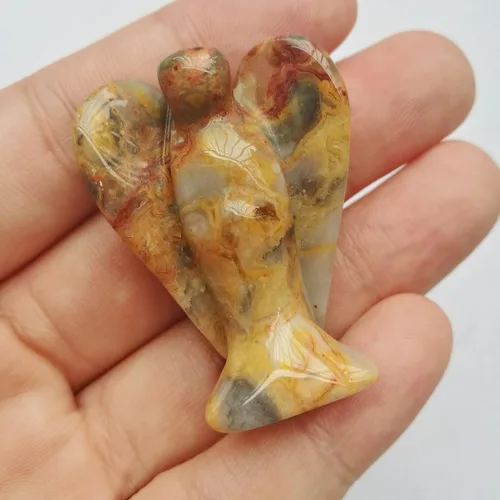 Miniatura 14 de Estatua de ángel guardián de oración de cristal curativo de jade verde natural, 1.5 pulgadas, tallado en bolsillo, figuras de piedra de palma