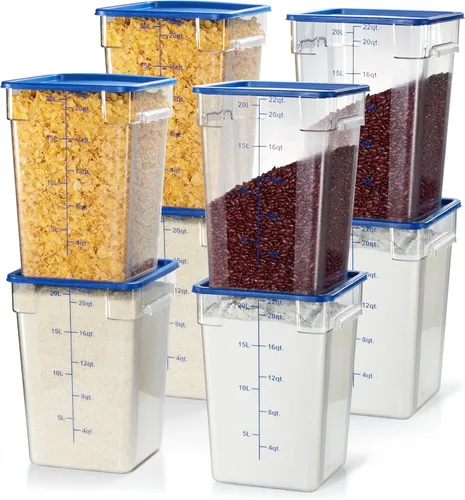 Miniatura 18 de CURTA Paquete de 4 recipientes de almacenamiento de alimentos con tapa roja - Grado comercial NSF en 5.7 L - Cuadrado, transparente, policarbonato