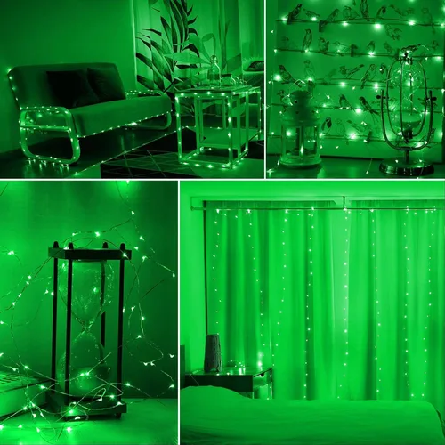 Miniatura 7 de RUICHEN Alambre de cobre de 33 pies, 100 luces LED USB con interruptor de encendido/apagado, verde