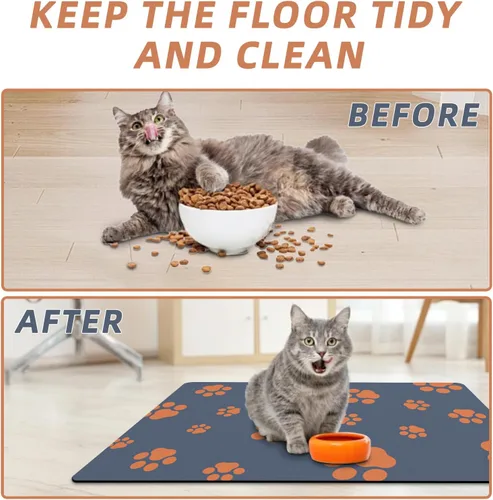 Miniatura 4 de Tapete de 12"×20" para comida de perro - Tapete absorbente para comida y agua, sin manchas, secado rápido, tapete para cuenco de gato, tapete