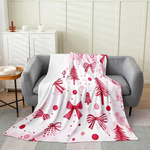 Miniatura 17 de Erosebridal Manta de franela con nudo de lazo para niñas, 40 x 50 pulgadas, diseño de rayas de diamante, para sofá cama y cama de vellón para niños