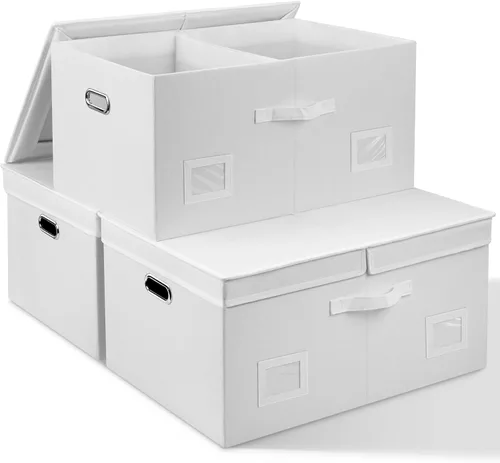 Miniatura 33 de Graciadeco Contenedores de almacenamiento plegables grandes de 17 pulgadas y 36 cuartos de galón con tapas, paquete de 3 cajas de almacenamiento
