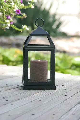 Miniatura 9 de Hosley's Farol estilo clásico, de 12 pulgadas de alto, de hierro y vidrio Regalo ideal para celebraciones, fiestas, bodas, Aromaterapia y Spa.