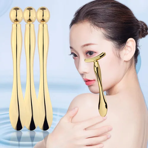 Miniatura 6 de BetterJonny Varita aplicadora de crema de ojos de metal, 3 unidades, cuchara de cosméticos, masajeador facial para niñas y mujeres, masajeador Oro